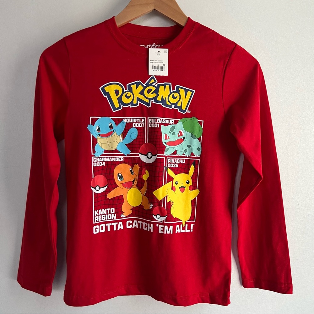 Pokémon Kids' Red Long-Sleeve Graphic Tee